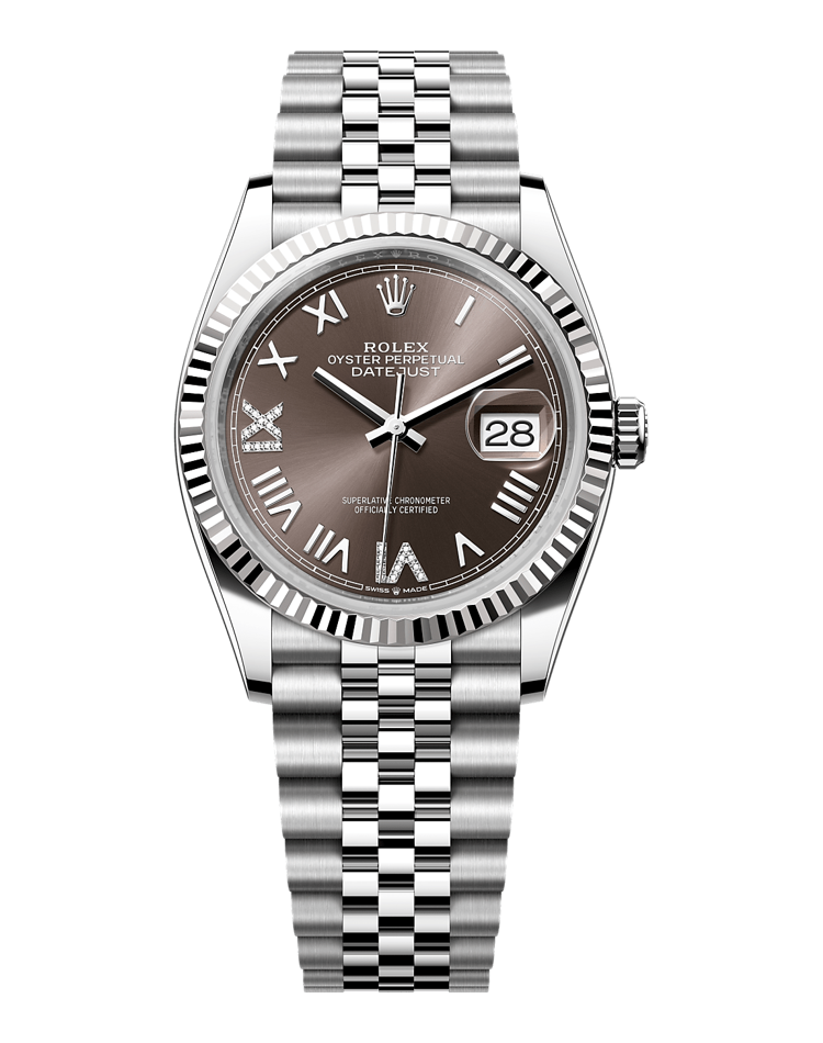Official Rolex Datejust 36 126234, dark grey set with diamonds dial