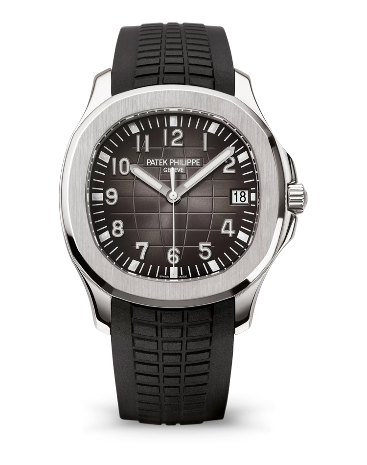 Official Patek Philippe Aquanaut 5167A-001, sunburst charcoal gray with black-gradient rim dial