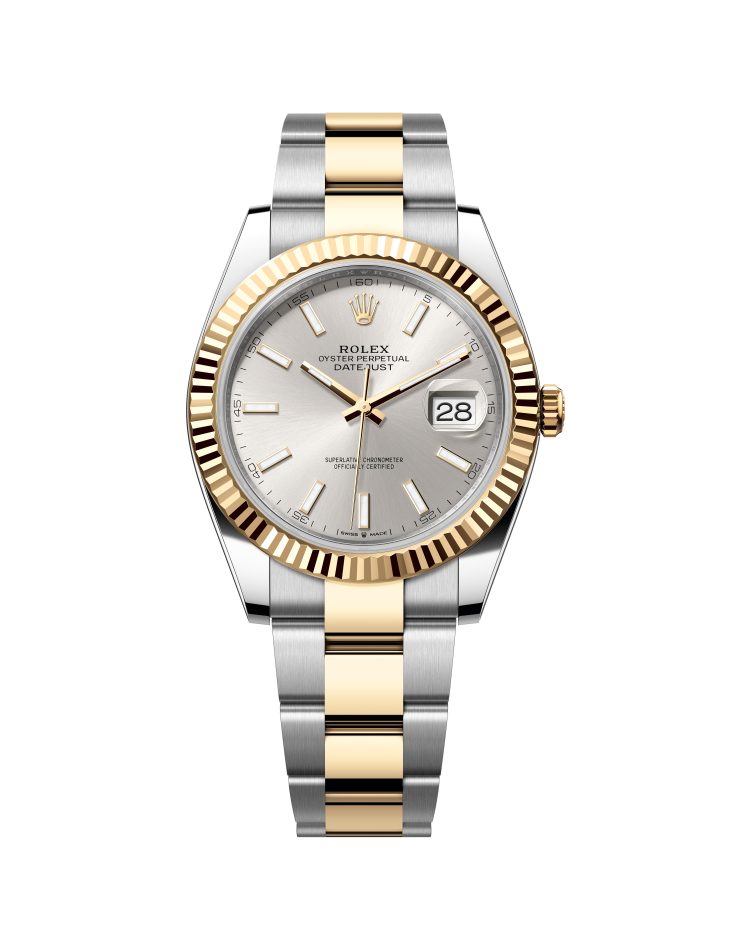 Official Rolex Datejust 41 126333, Silver dial, Oyster, three-piece solid links
