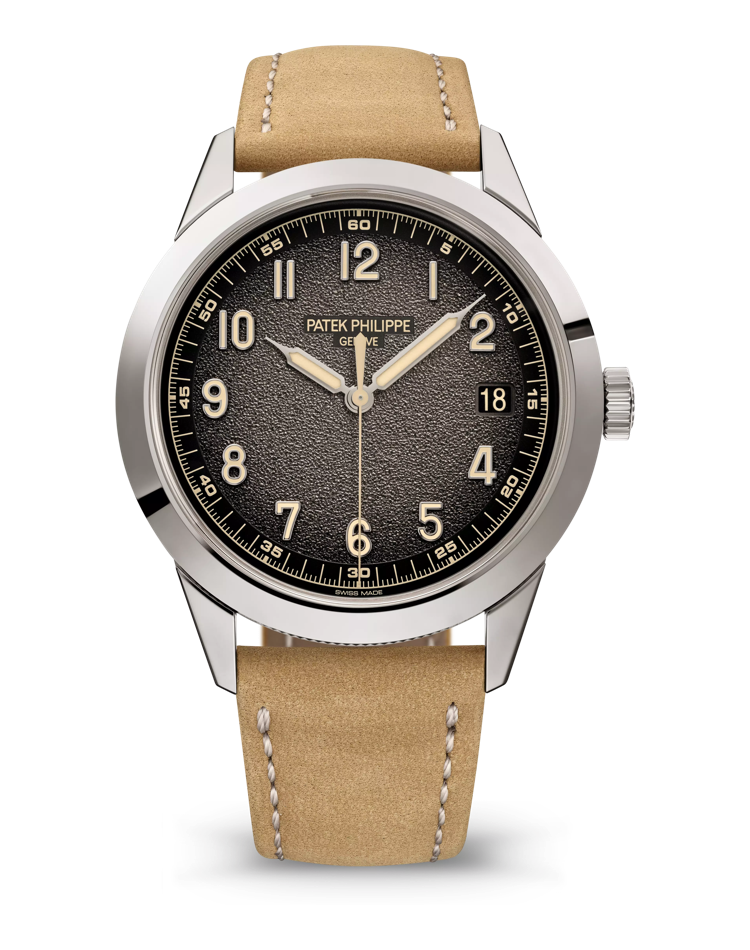Official Patek Philippe Calatrava 5226G-001, textured charcoal gray with black-gradient rim dial