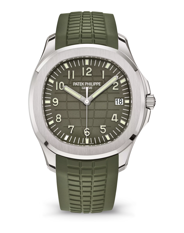 Official Patek Philippe Aquanaut 5168G-010, khaki green varnished dial
