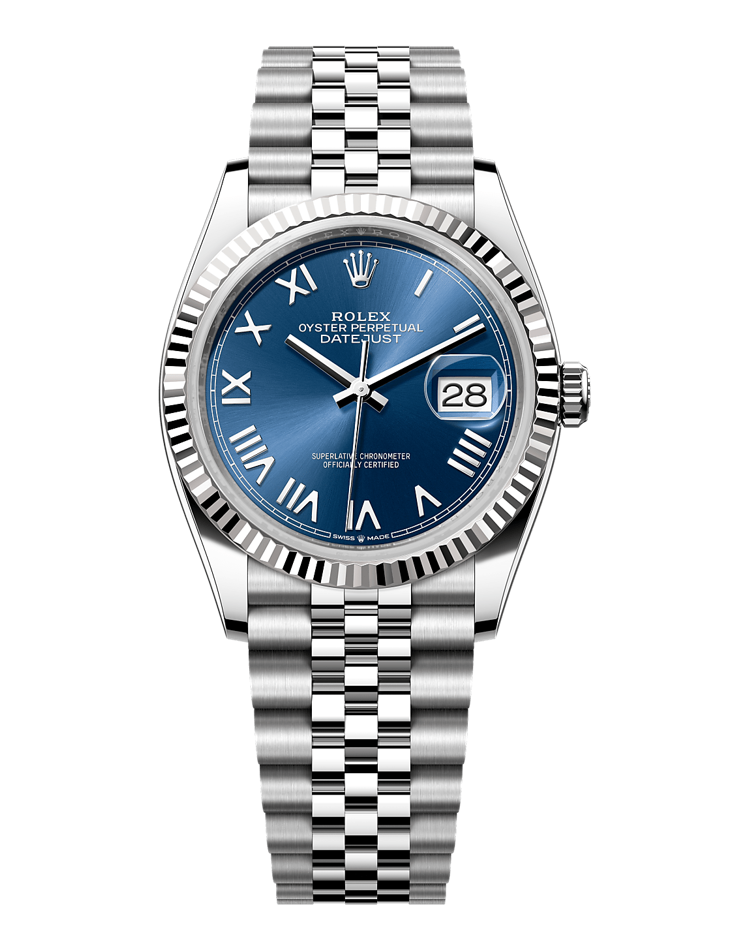Official Rolex Datejust 36 126234, bright blue dial